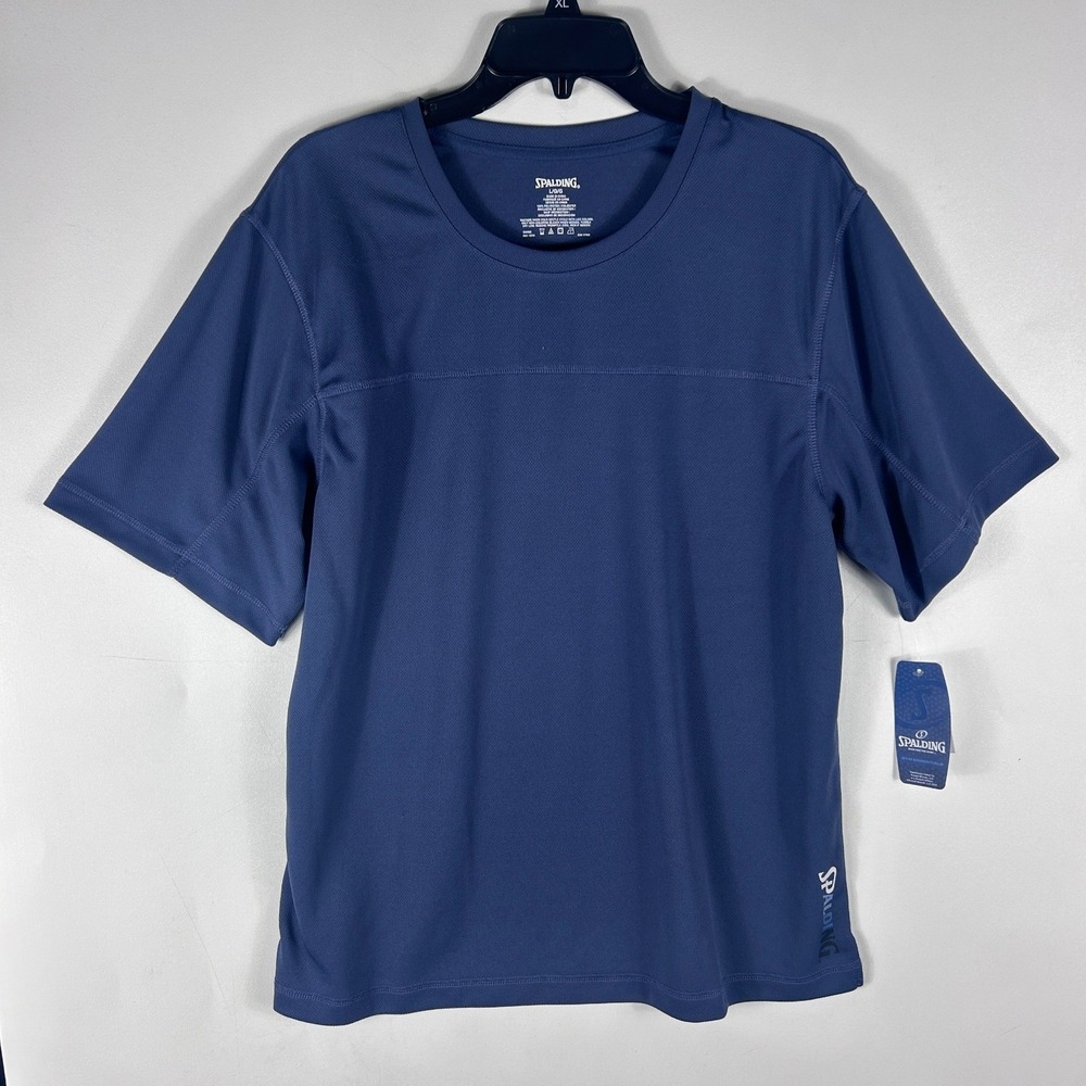 Spalding‎ Mens Gym Essentials Performance T-Shirt Crown Blue Large RLG0002 NWT